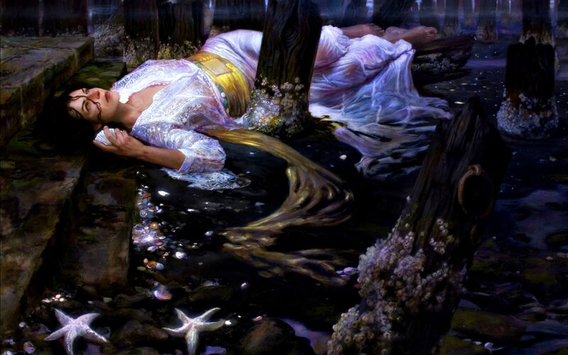 Woman with Mermaid Tail — Purple, Dramatic