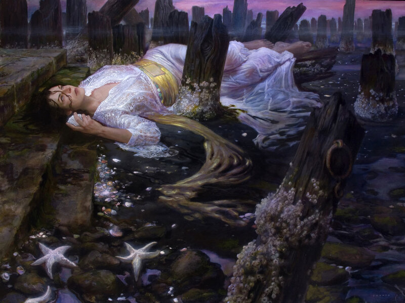 Woman with Mermaid Tail — Purple