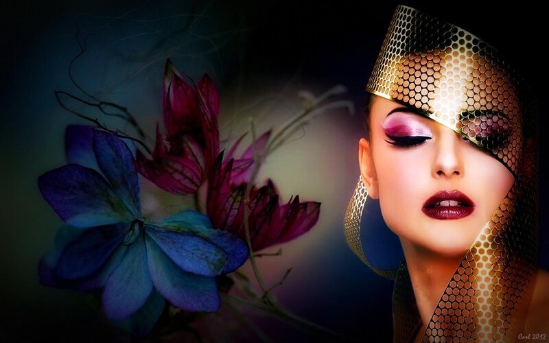 Woman with Mesh Headpiece
