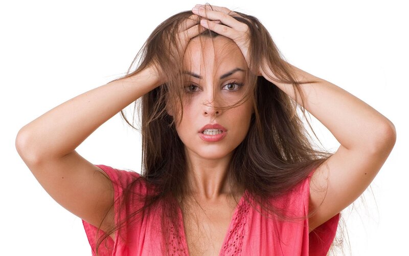 woman with messy hair