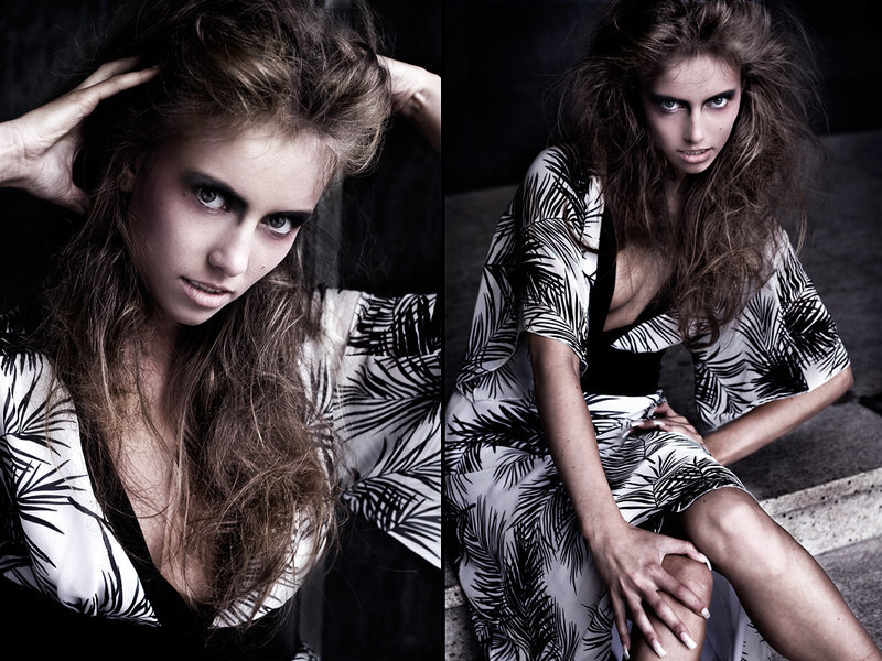 Woman with Messy Hair — Black, Dramatic