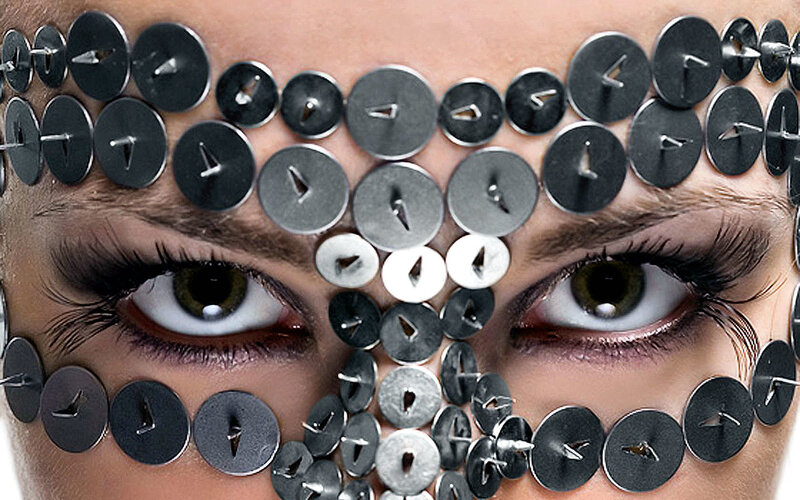 Woman with Metal Pins