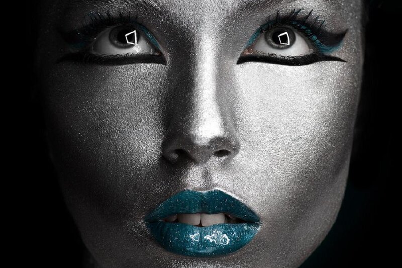 Woman with Metallic Makeup — Silver
