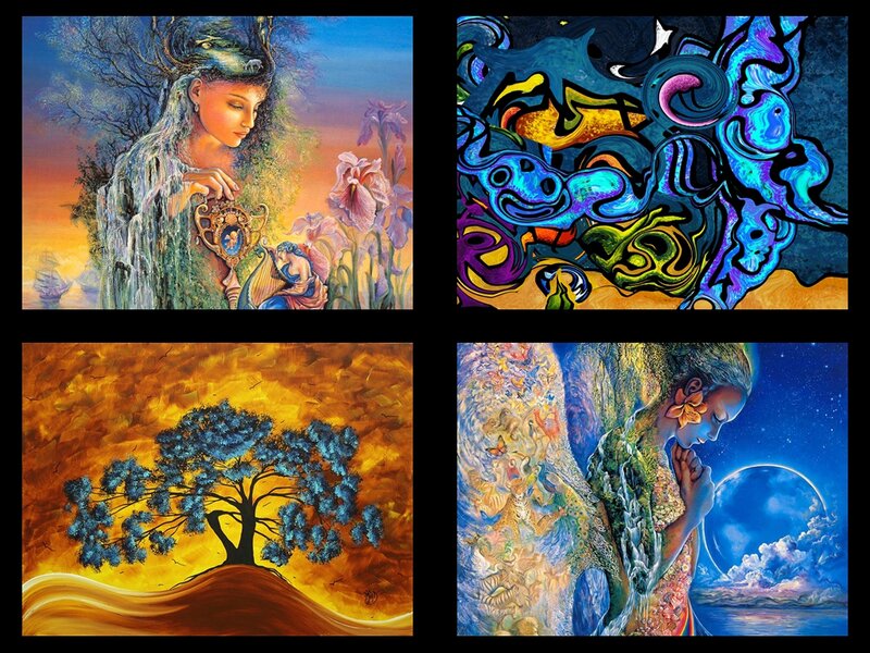 Woman with Mirror — Blue, Dreamy