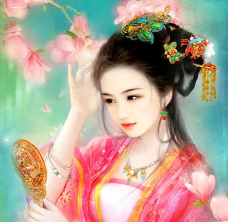 Woman with Mirror — Pink