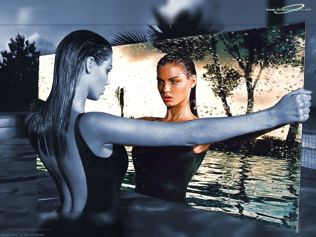 woman with mirror reflection