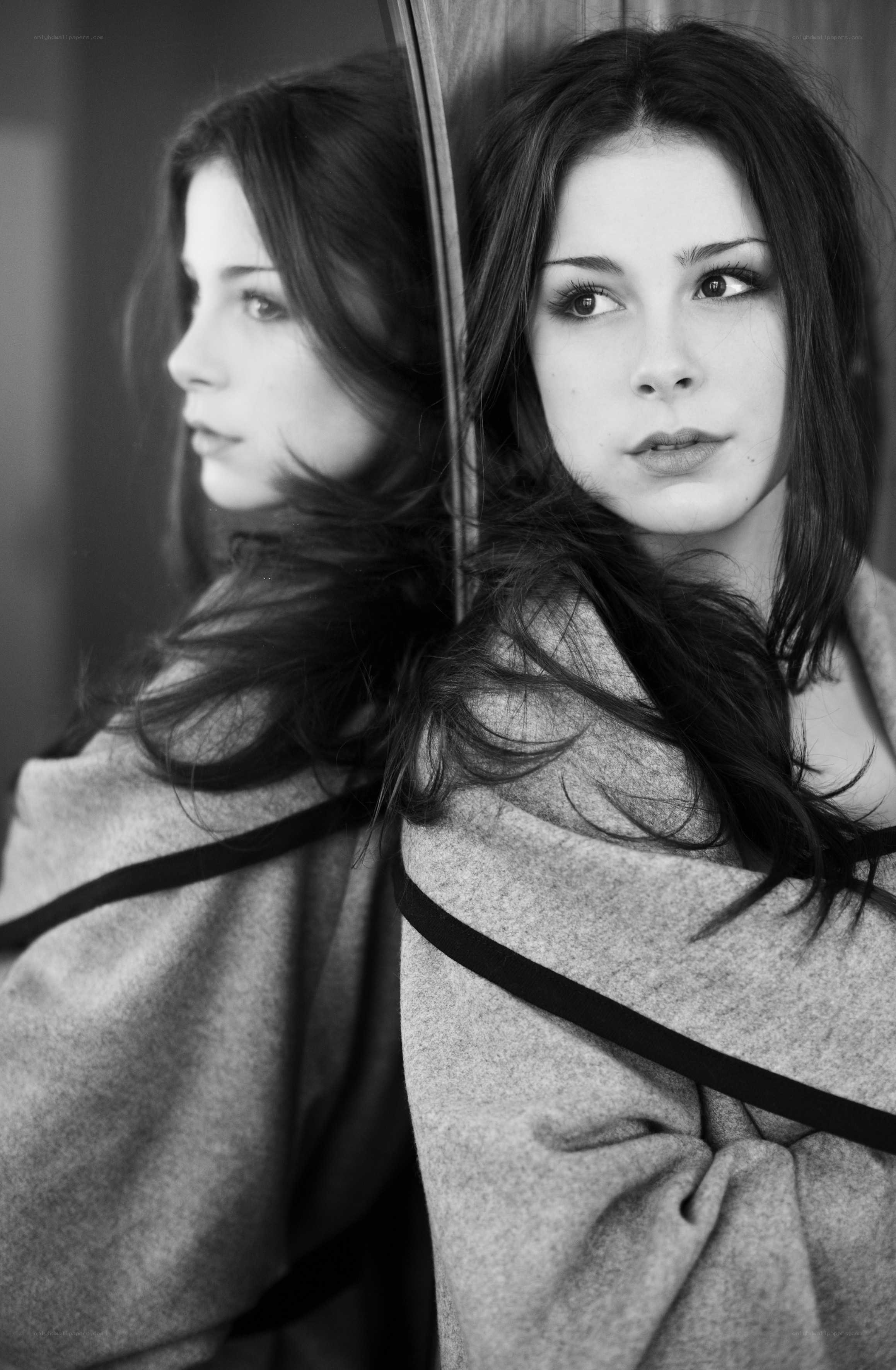woman with mirror reflection