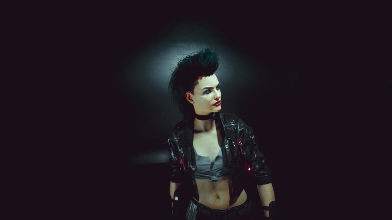 Woman with Mohawk Hairstyle — Black, Dramatic