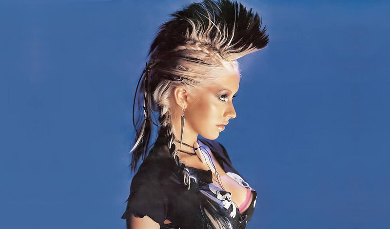 Woman with Mohawk Hairstyle — Blue, Dramatic