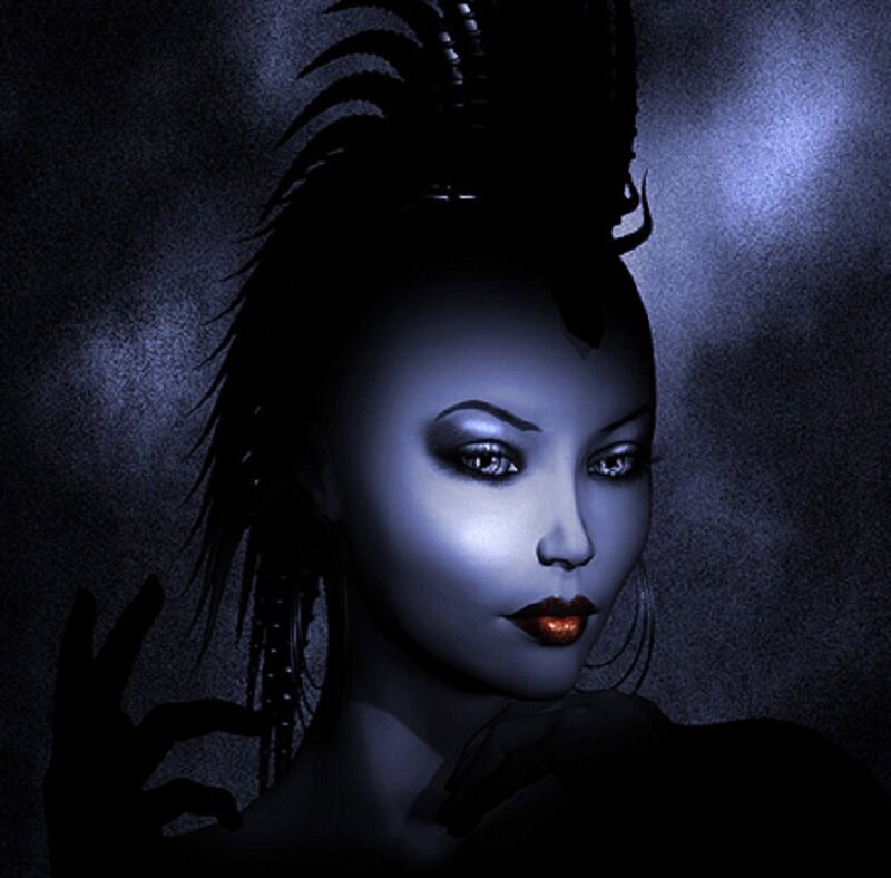 Woman with Mohawk Hairstyle — Blue