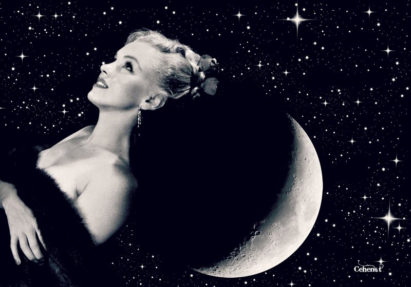 Woman with Moon and Stars — Black