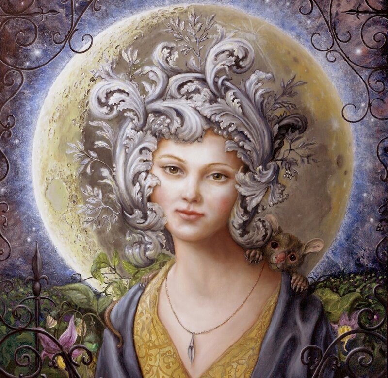 Woman with Moon Behind