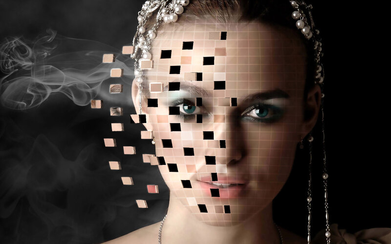 Woman with Mosaic Face