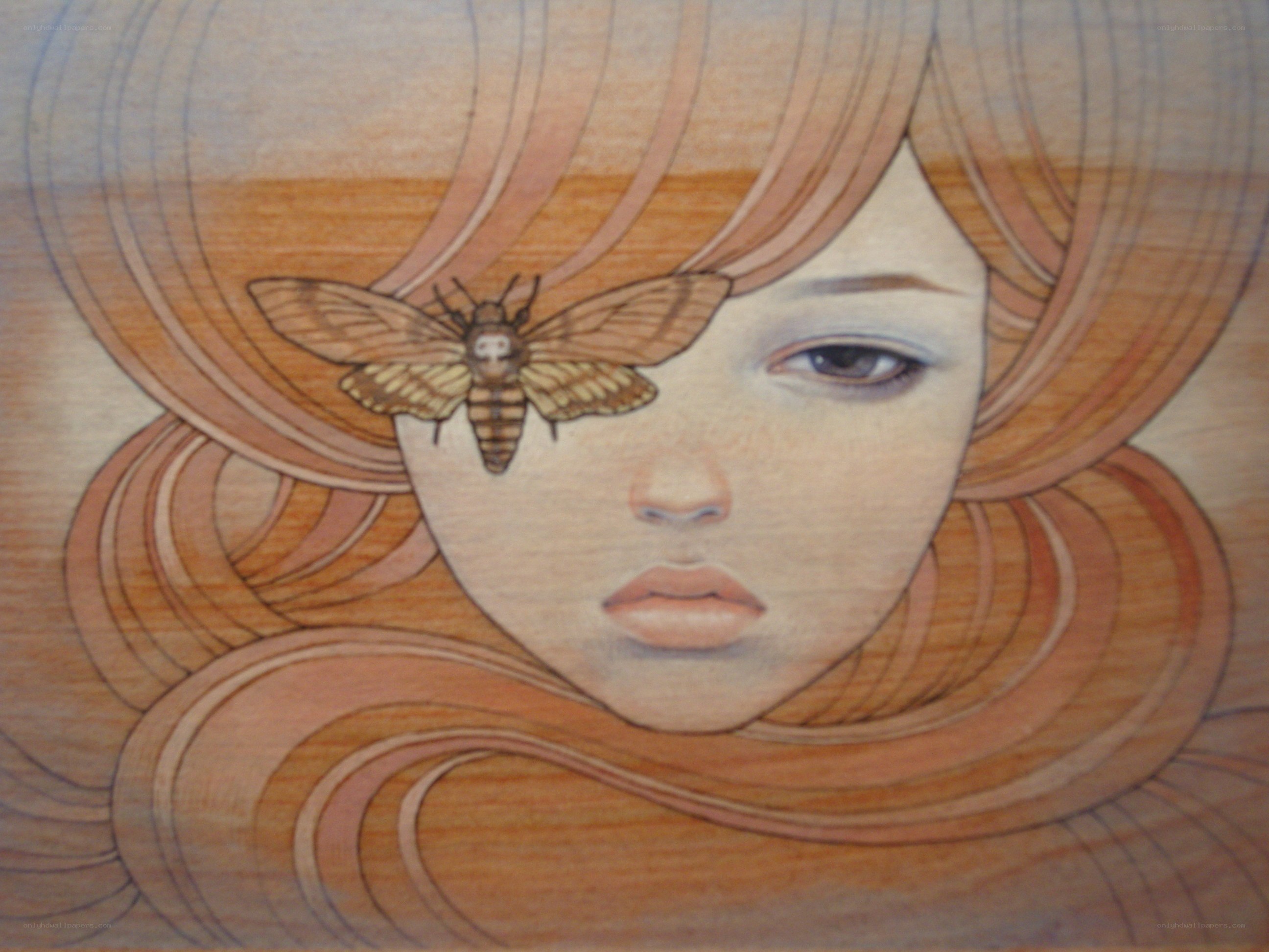 woman with moth on face