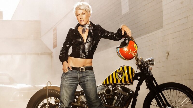 Woman with Motorcycle — Black, Confident, Photograph, Helmet
