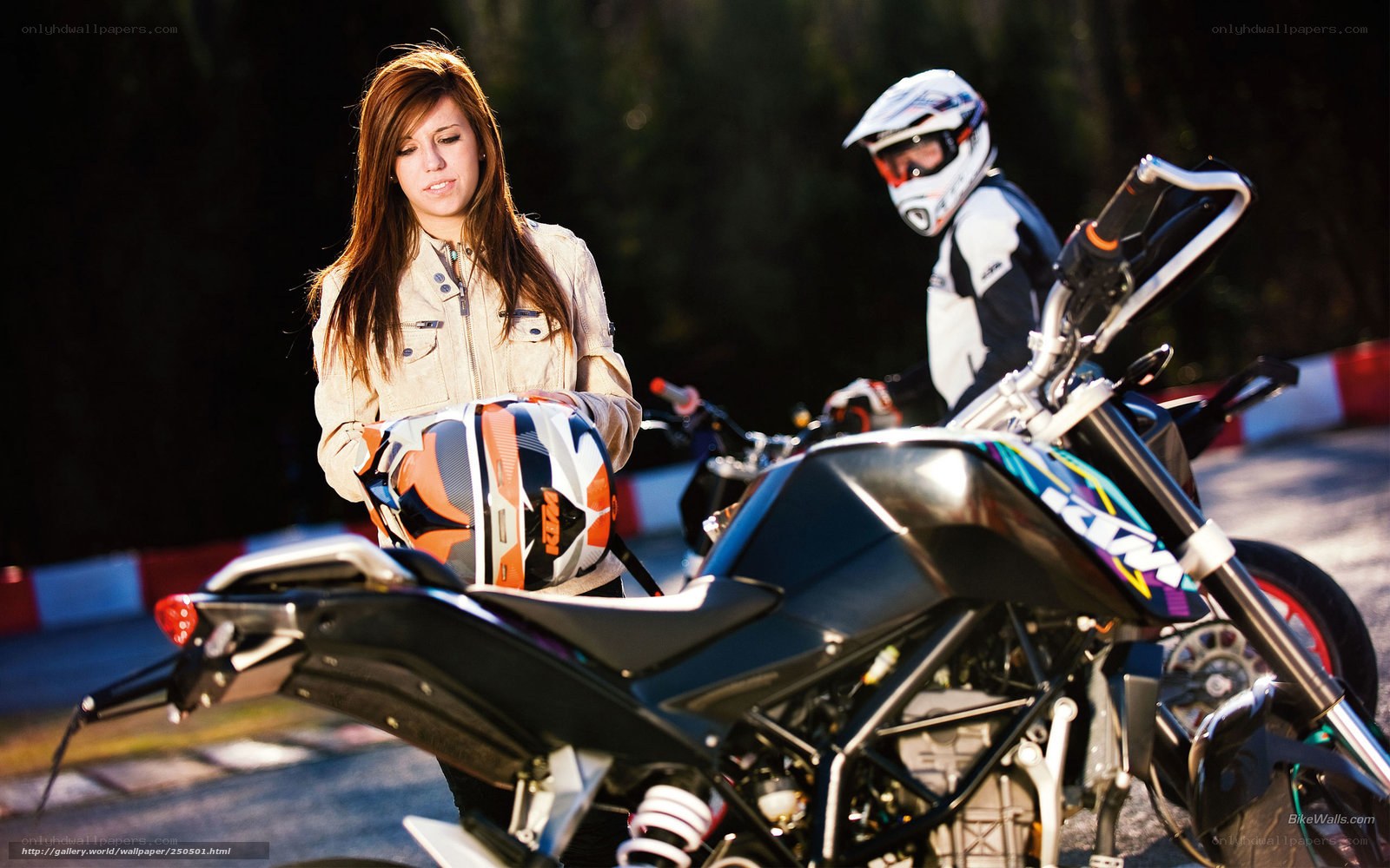 Woman with motorcycle helmet