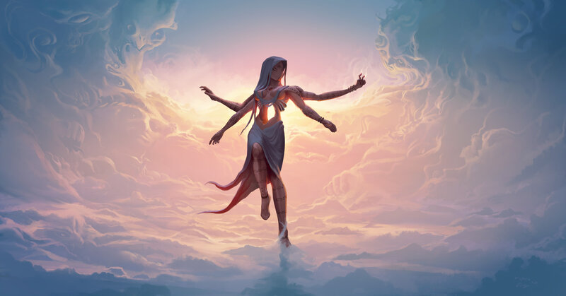 Woman with Multiple Arms — Pink