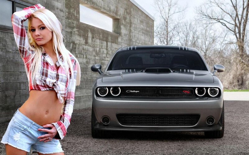Woman with Muscle Car — Gray