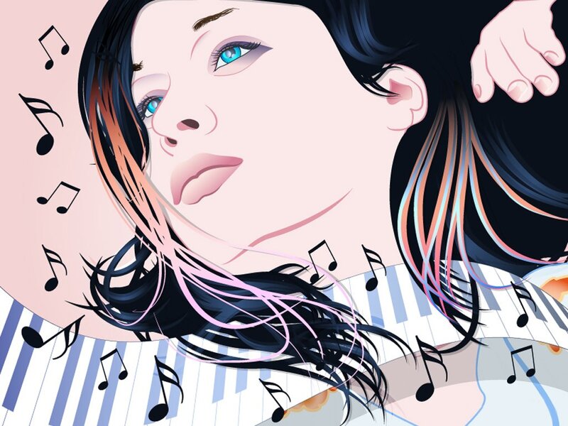woman with music notes
