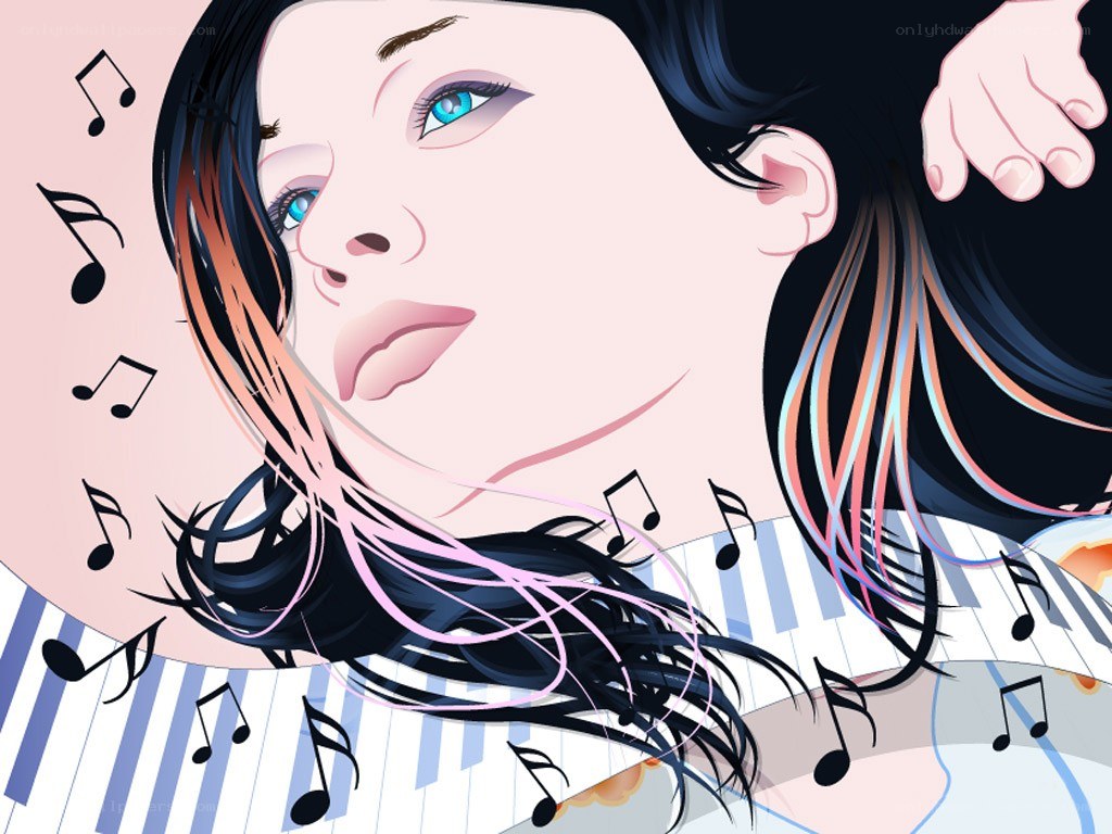 woman with music notes