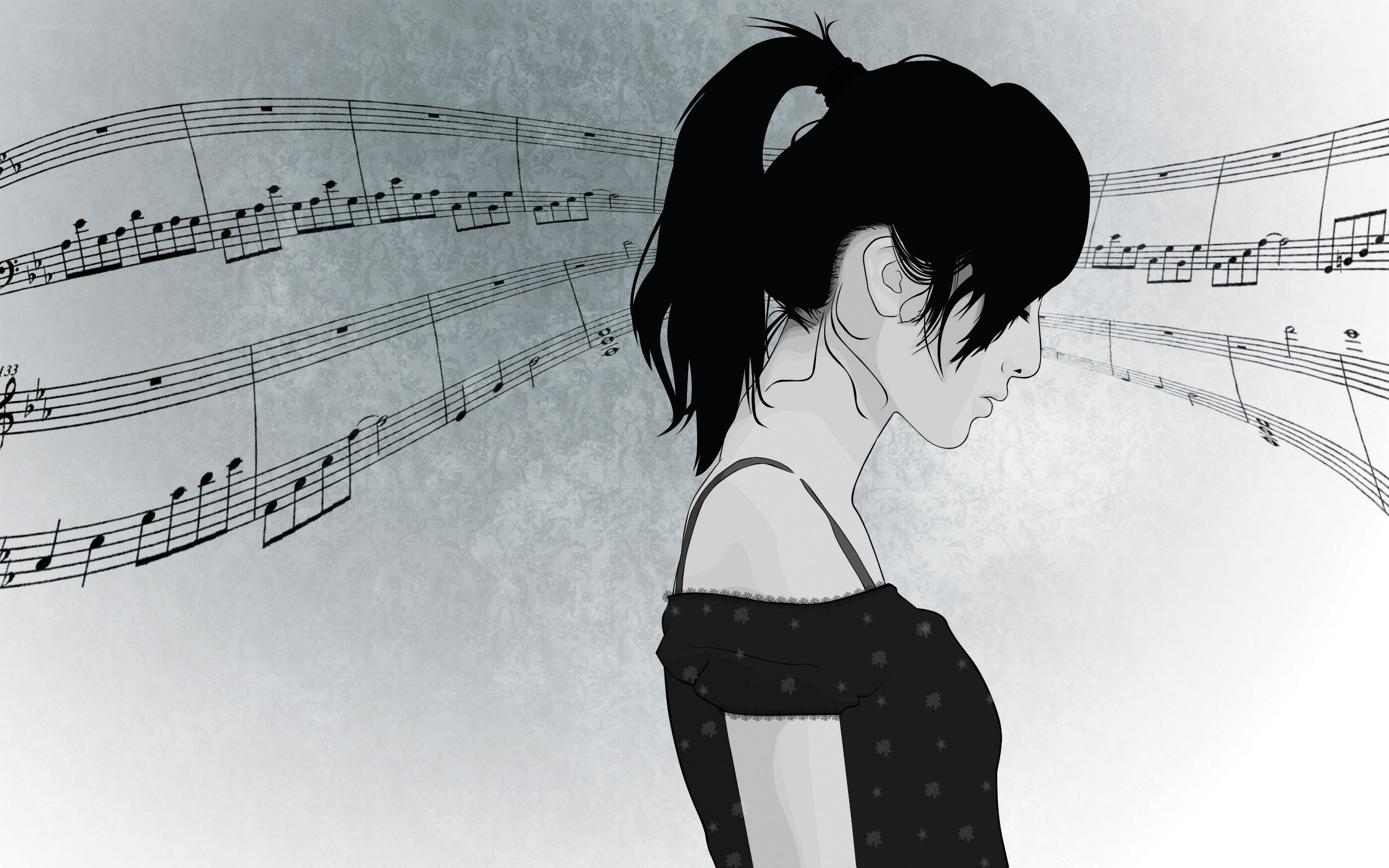 woman with music notes