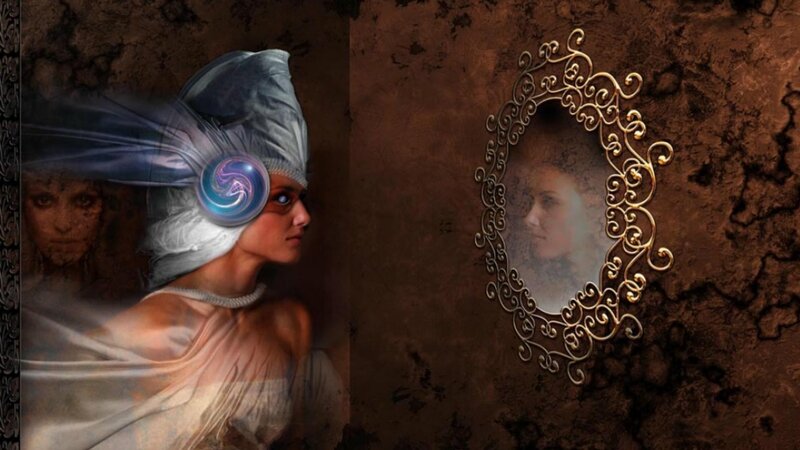 woman with mystical mirror