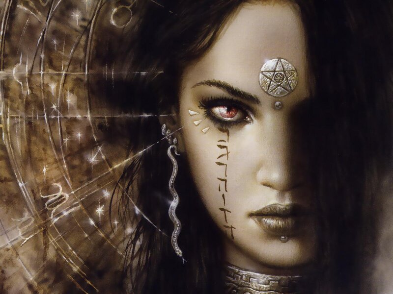woman with mystical symbols