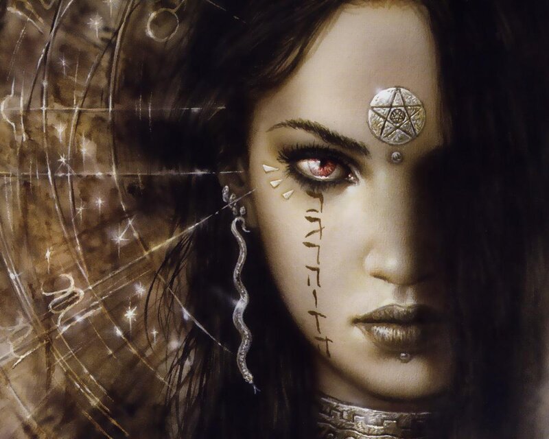 woman with mystical symbols
