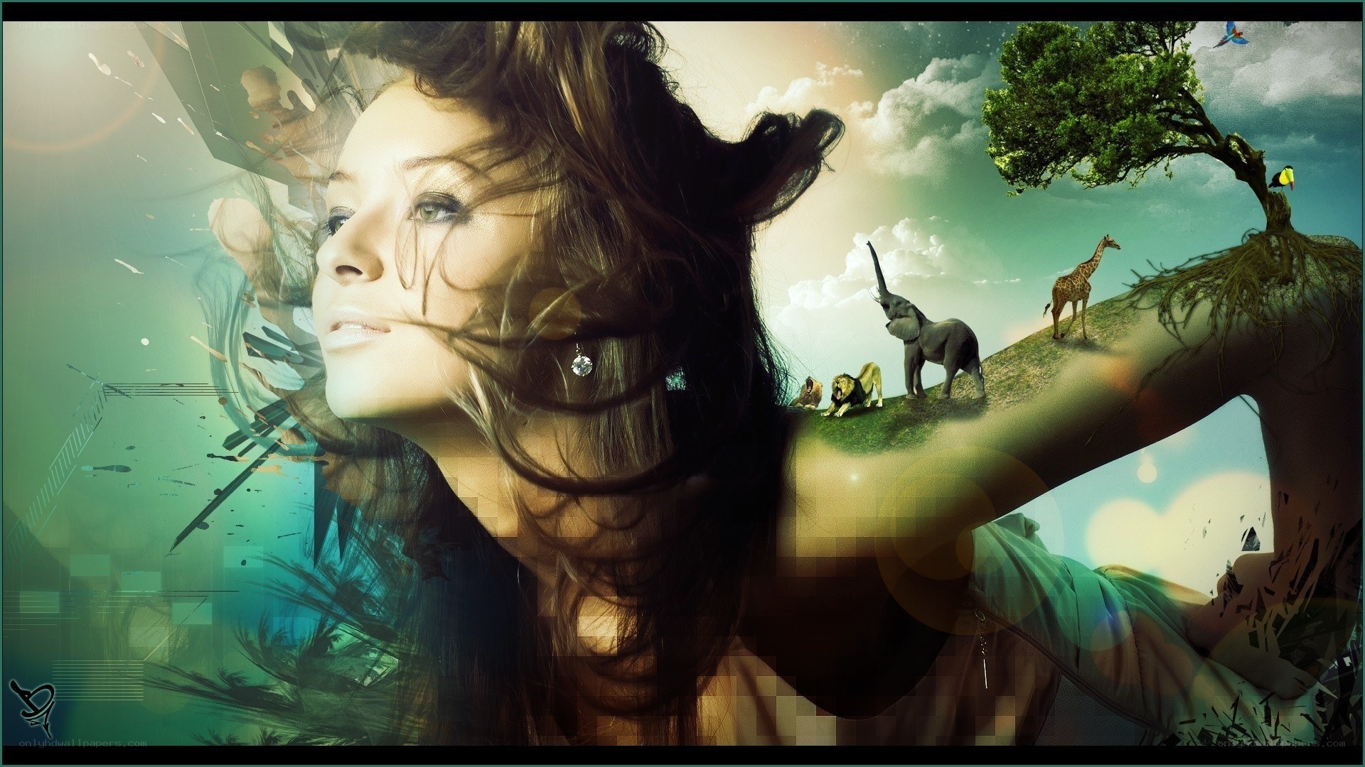 woman with nature elements