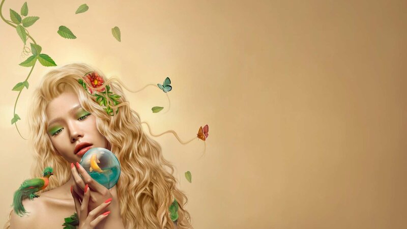 woman with nature elements