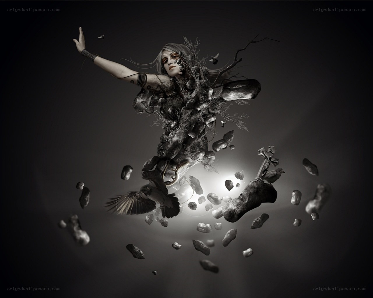 woman with nature elements