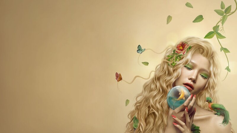 woman with nature elements