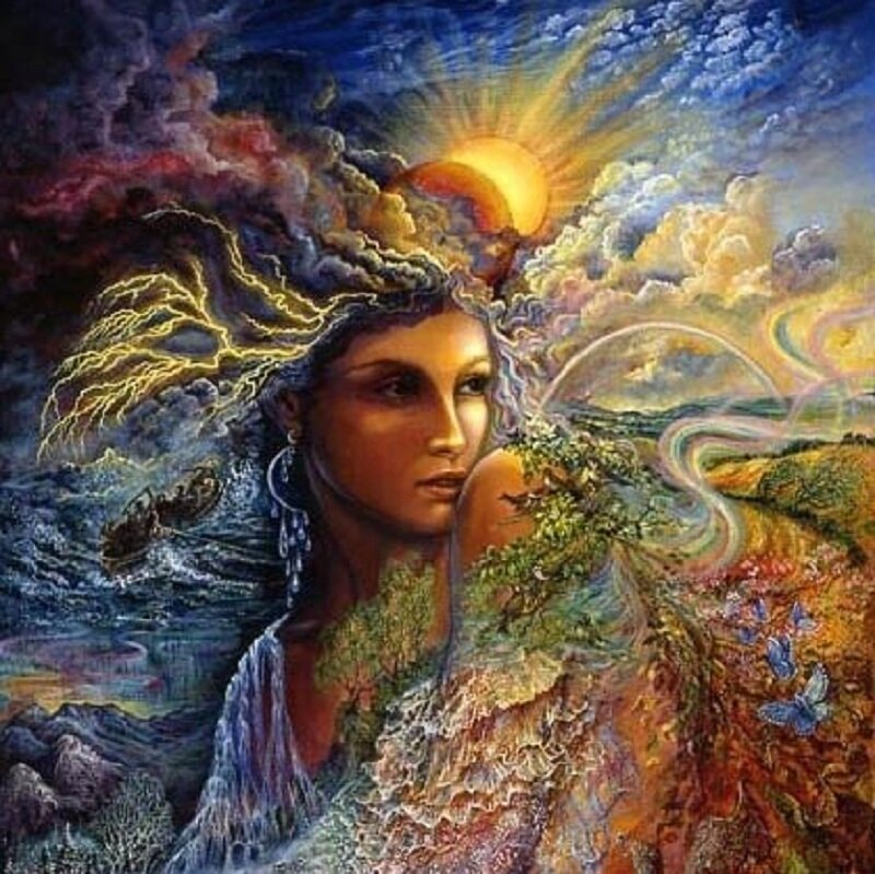 Woman with Nature Elements — Blue