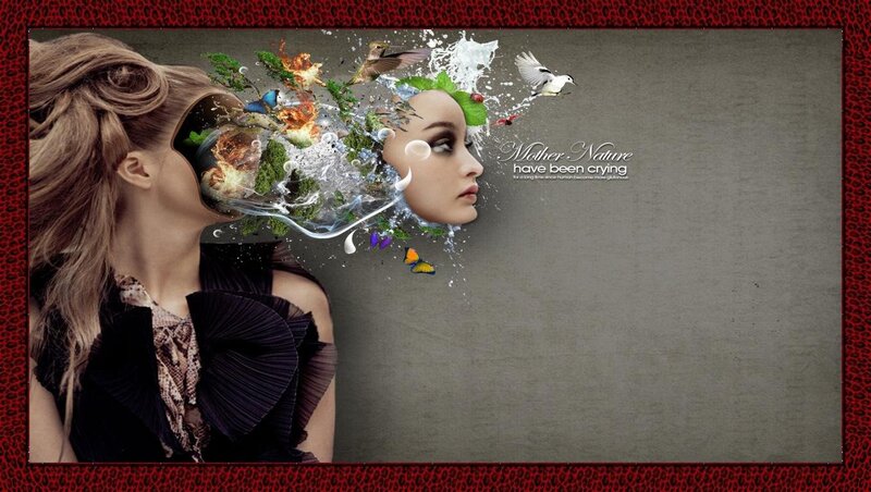 Woman with Nature Elements — Brown