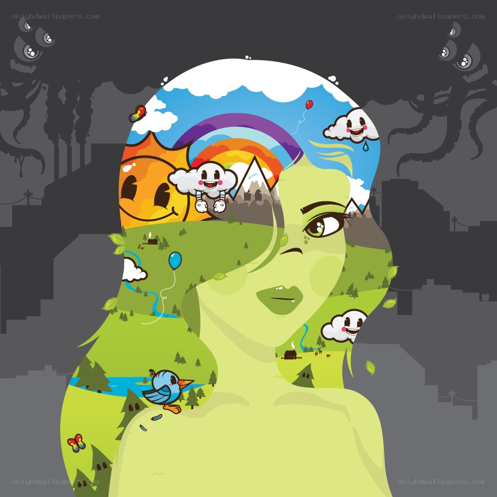 woman with nature inside