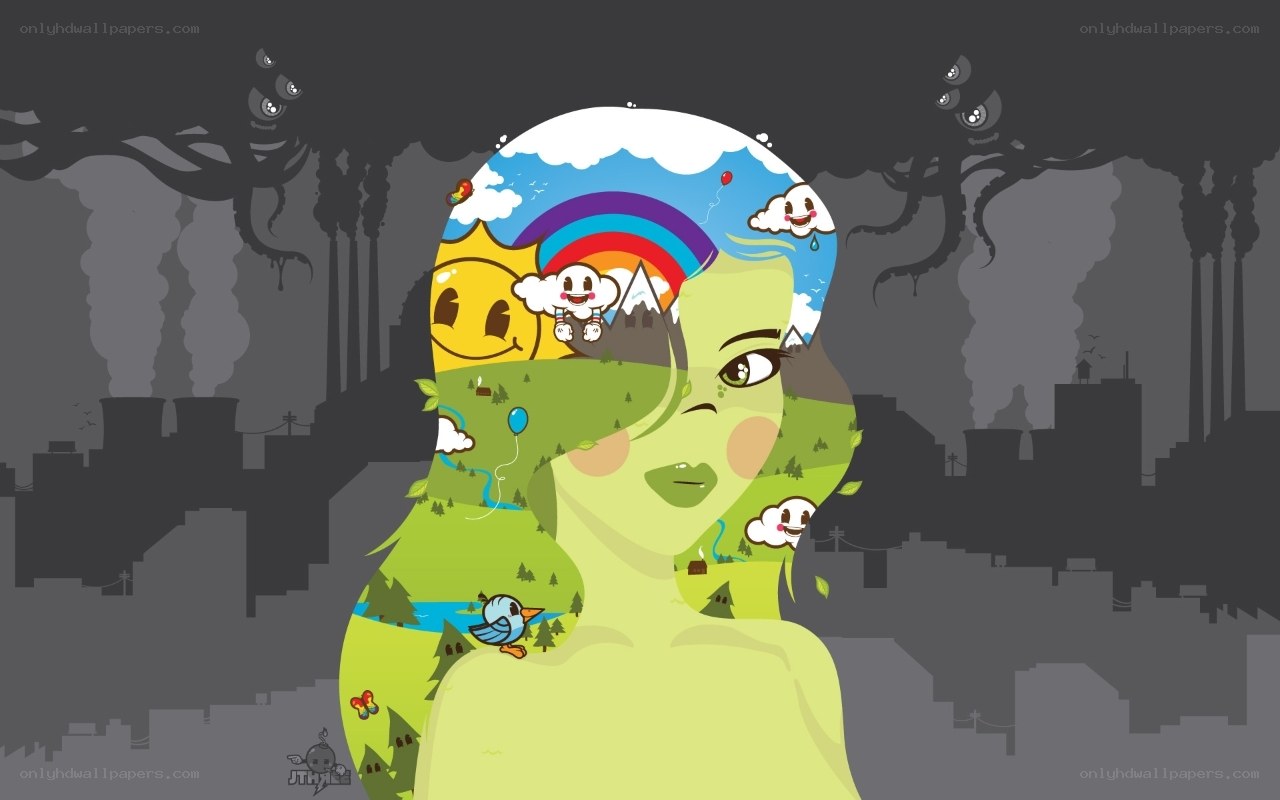 woman with nature inside