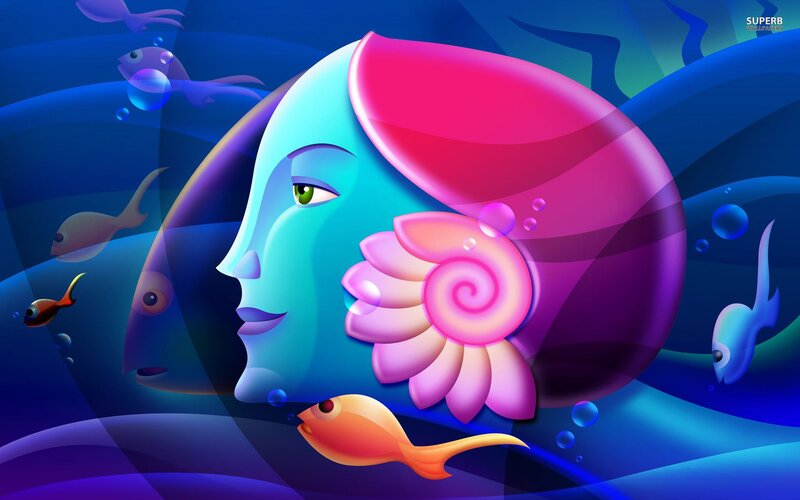 Woman with Nautilus Shell — Blue