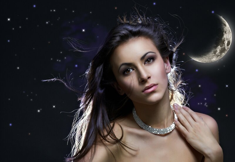 Woman with Necklace — Black, Dramatic, Night
