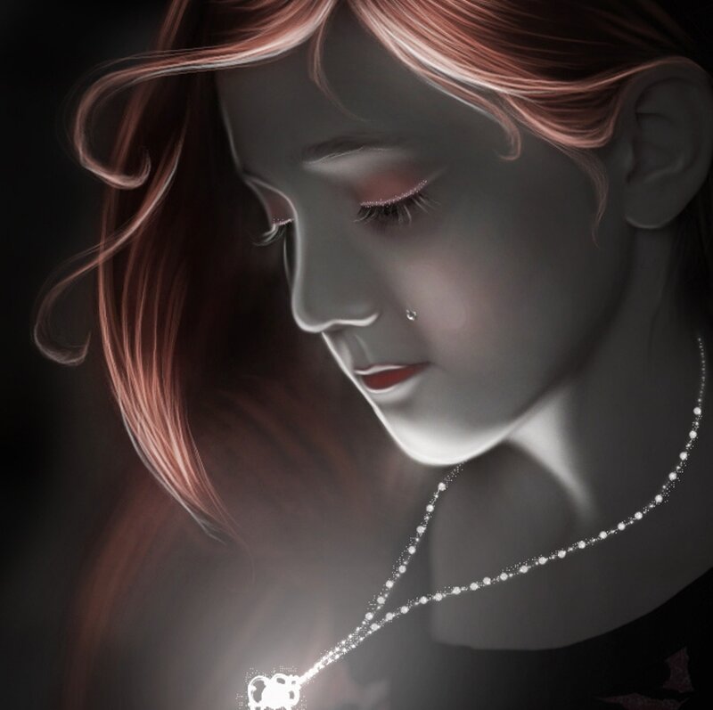Woman with Necklace — White, Dramatic