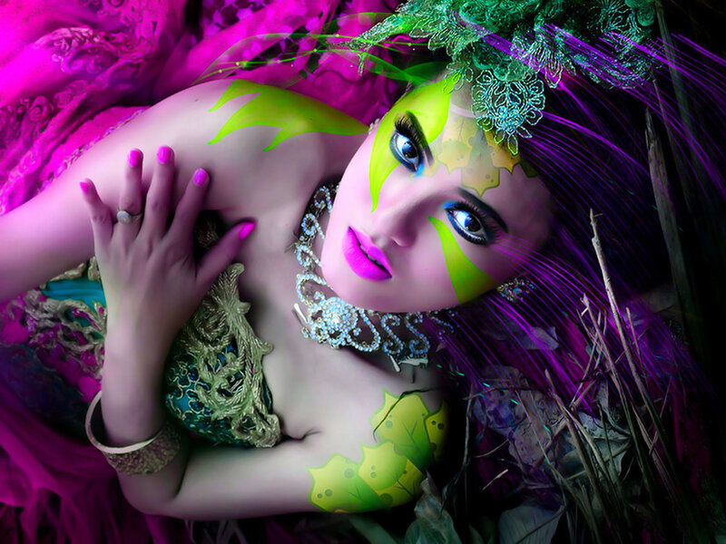 Woman with Neon Makeup