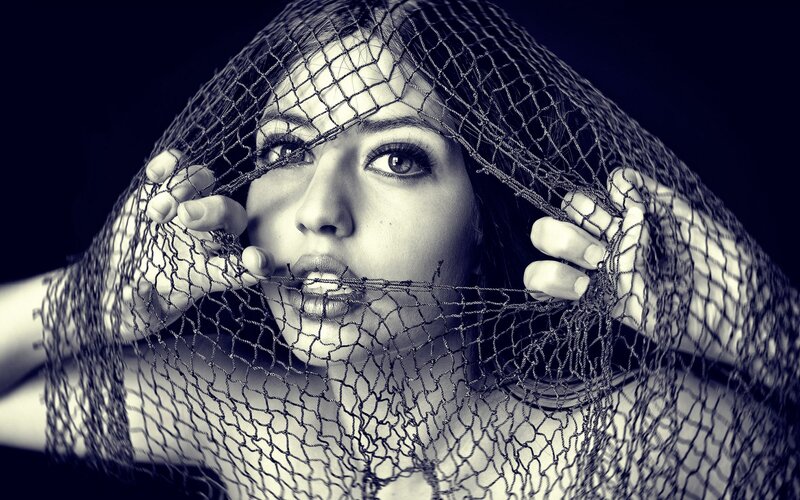 Woman with Net over Face