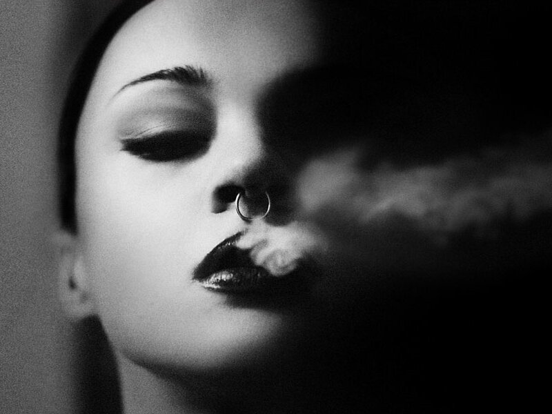 Woman with Nose Ring — Black, Dramatic