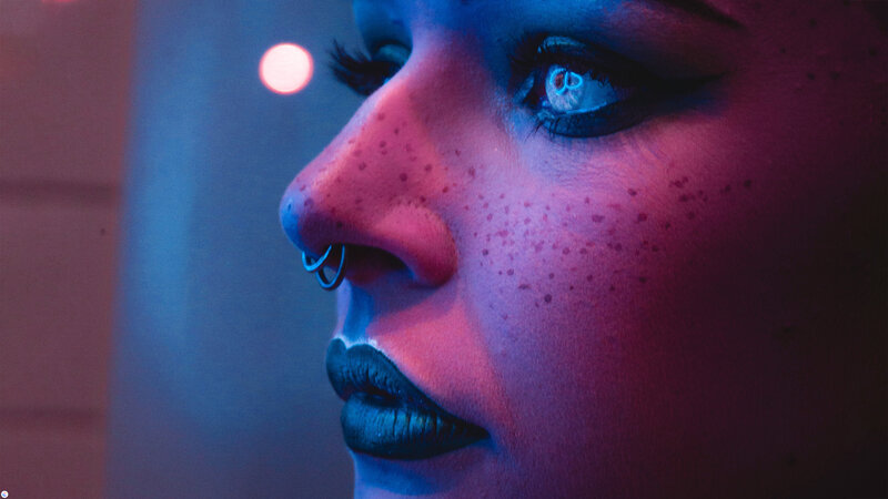 Woman with Nose Ring — Blue, Dramatic