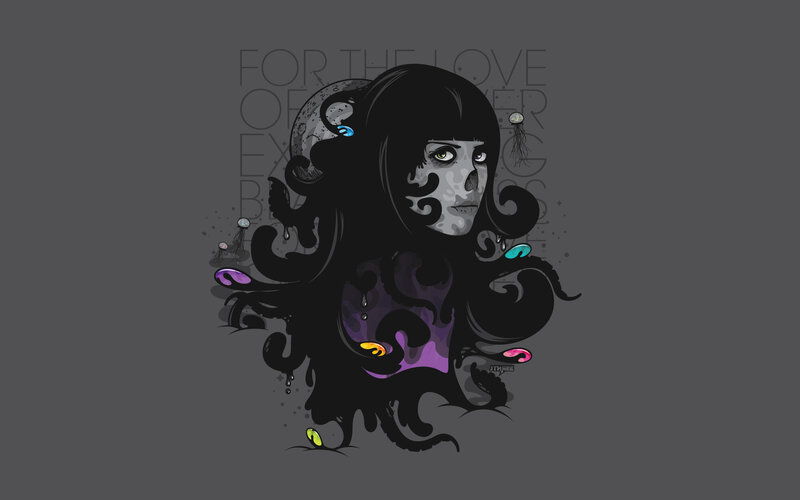 Woman with Octopus Tentacles — Black, Dark