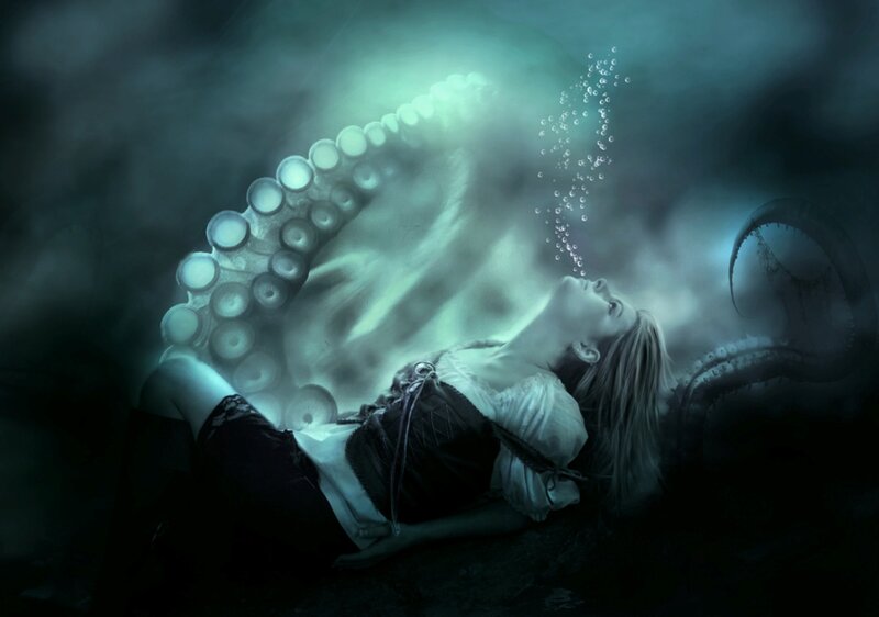 Woman with Octopus Tentacles — Teal