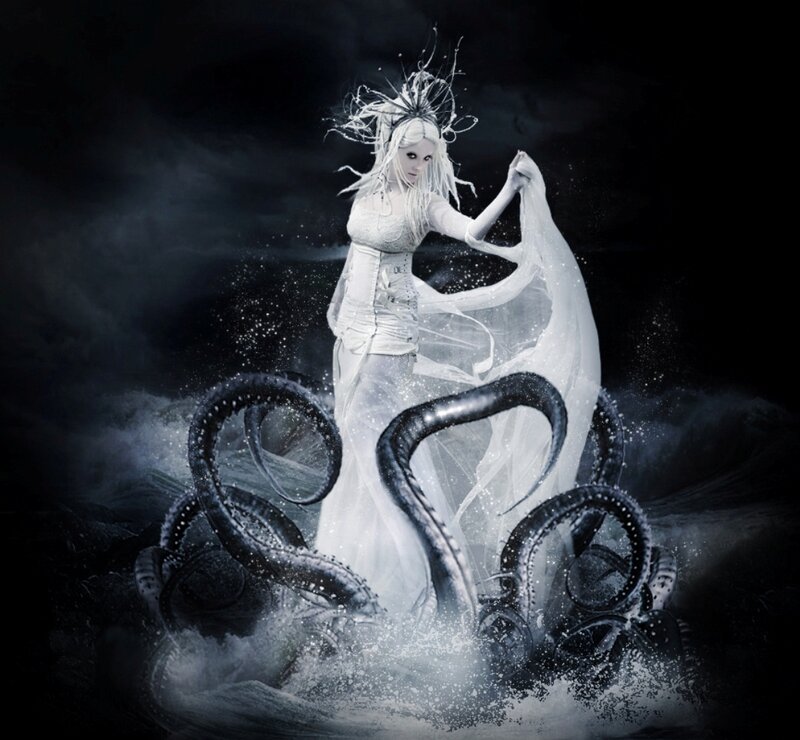 Woman with Octopus Tentacles — White