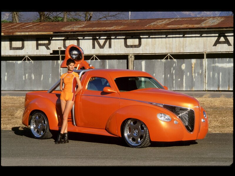 Woman with Orange Car — Dramatic, Afternoon, Photograph