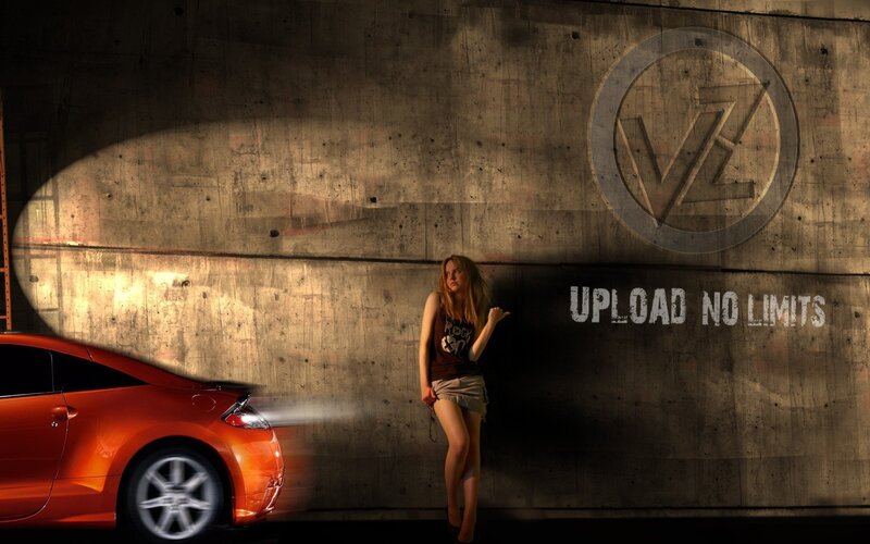 woman with orange car in garage