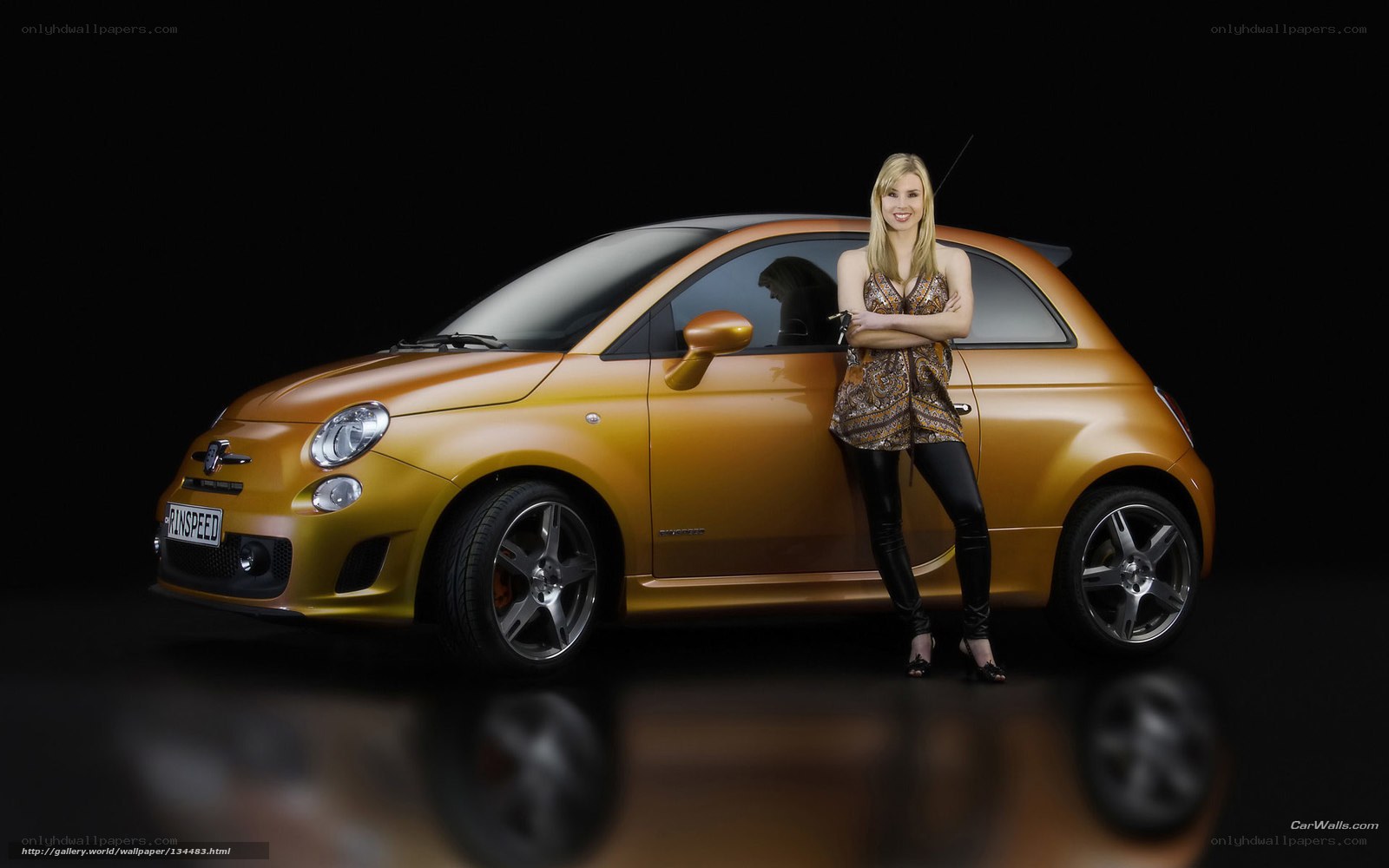 Woman with orange car