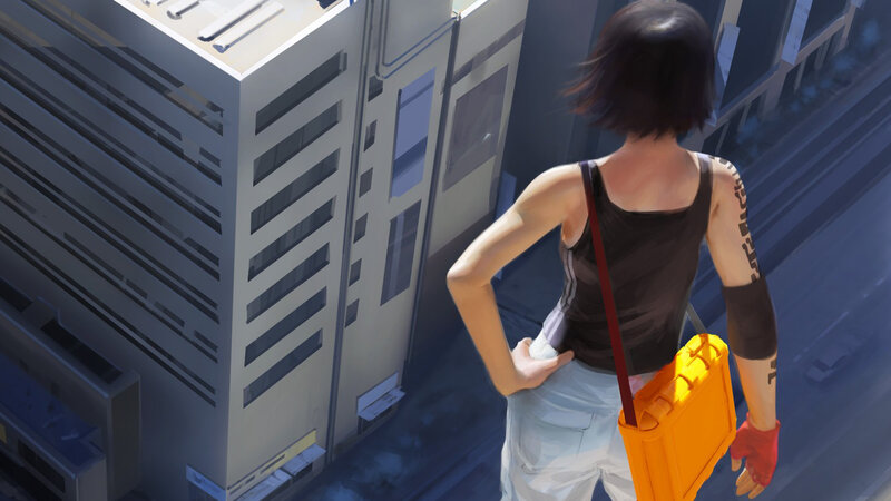Woman with orange case in city